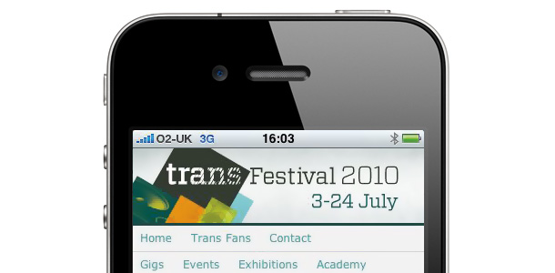 New iPhone Website for Trans Festival Belfast 2010